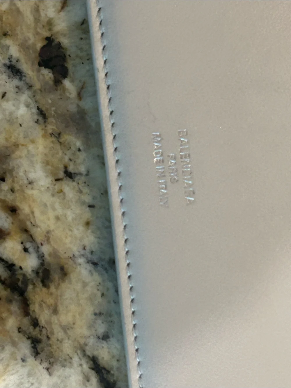 BALENCIAGA Card Case Holder Off White Leather/Silvertone